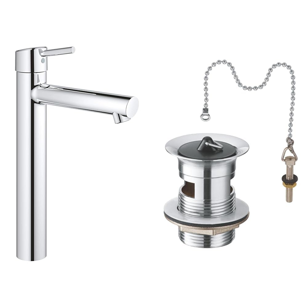 Grohe Concetto Çanak Lavabo Bataryası XL Boyut + Lavabo Sifon Tapası Seti