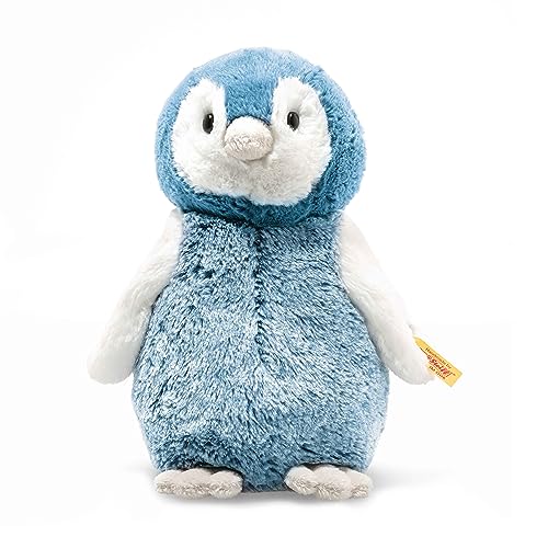 Steiff Friend Original Pingüino Soft Cuddly Friends Paule, Aprox. Peluche de Marca botón en la Oreja, 22 cm, para bebé Desde el Nacimiento, Color Azul, Blanco, (63930)