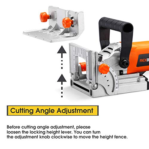 REXBETI Wood Biscuit Plate Joiner Kit with 4 Inch Tungsten Carbide Tipped Blade and 100pcs Wood Connecting Plates, Adjustable Fence and Angle Knob for Precise Positioning, Suitable for All Wood Type - Thumbnail 7