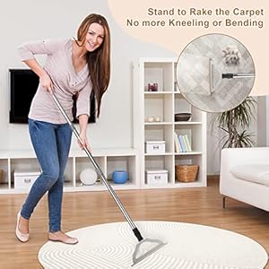 47“ Adjustable Long Handle Carpet Rake Pet Hair Remover, Reusable Large Metal Lint Remover Brush for Embedded Fur Removal from Low Pile Rugs Stairs, Carpet Brush Scraper Dog Cat Hair Remover Broom 47 Adjustable Long Handle Carpet Rake Pet Hair Remover Reusable Large Metal Lint Remover Brush for Embedded Fur Removal from Low Pile Rugs Stairs Carpet Brush Scraper Dog Cat Hair Remover Broom