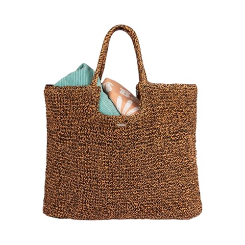 Image of Roxy Women's Beach Tote Bag | Travel | Vacation | Straw | Lightweight | Breathable, Coconut Pie - Anthracite