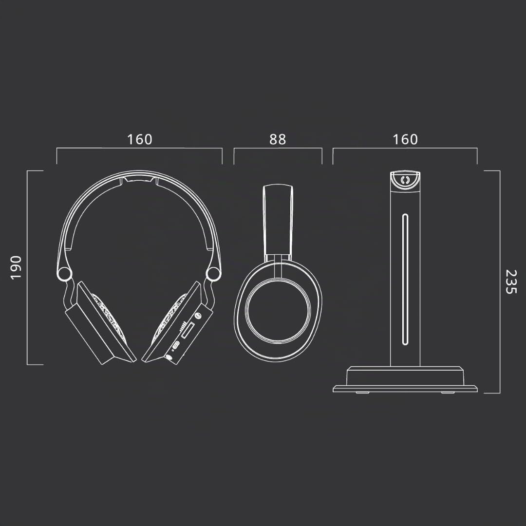 MUSE M-282 CTV Casque TV avec émetteur et Station de Charge | Confort sonore sans Fil avec 20 h d'autonomie, égaliseur & entrée Optique