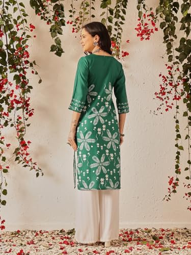 Image of Amazon Brand - Anarva Women's Cotton Printed Straight Kurti