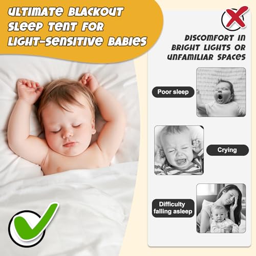 Image of BORNA Pack N Play Blackout Cover for Littles, Baby Sleep Pod, Full Size Crib Blackout Cover Blocks 90%+ Light, Breathable Baby Sleep Tent, Lightweight and Portable Crib Night Cover for Travel
