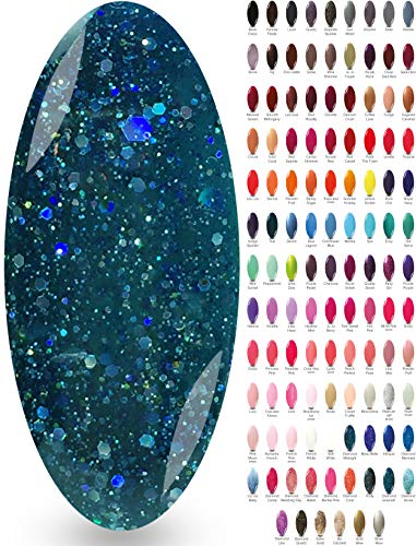 Dark Blue Nail Polish Gel - (Diamond Midnight) UV LED Deep Sea Blue Gel Polishes NYK1 Nailac for Gel Nail Manicure Nail Lamps Best Professional Varnish Gels