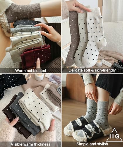 Image of IIG Winter Warm Wool Socks for Women Original Design Trendy Boot Socks Ideal Gift