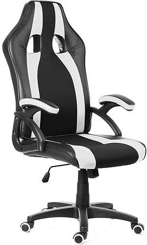 Miniatura 1 de Wonzonebgy Rolling Chair Office Chair Black White Gamer Type Computer Desk Chair Study Chair Office Gaming Swivel Chair Work Chair with Lumbar