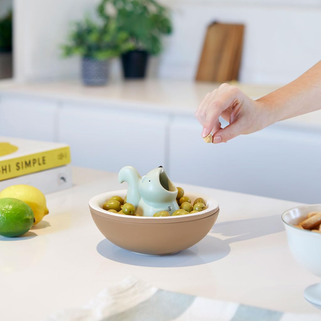 Balvi Plateau apéritif Hungry Squirrel Bol pour Snacks 2 en 1 avec Compartiment intérieur pour Les co