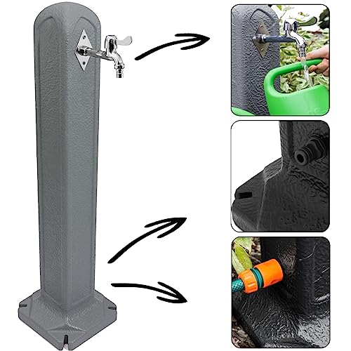 Colonne d'eau Jardin Réservoir Robinetterie de Jardin H 91,5 cm Granit Robinet Hydrant