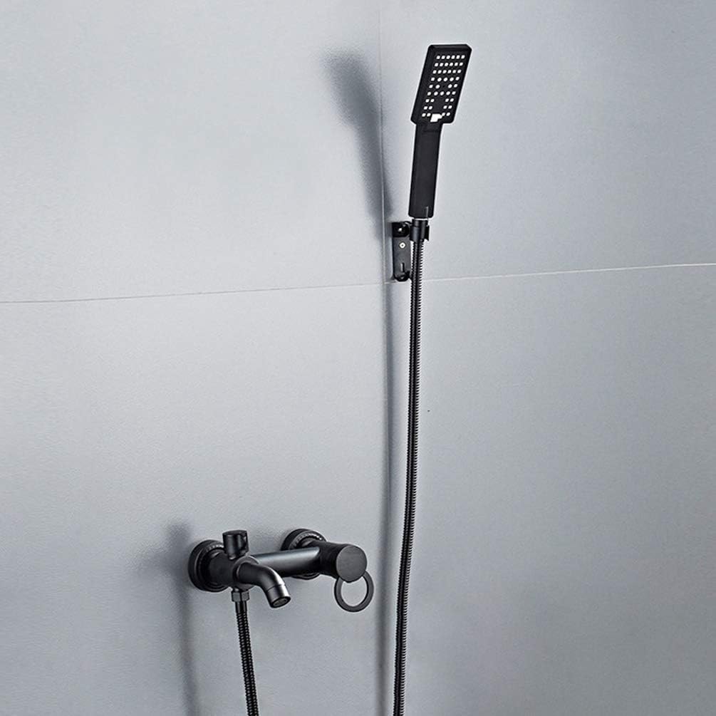 バスタブ用蛇口 バスシャワーセット 壁取り付け 真鍮製 ブラック バスシャワー用蛇口セット バスタブ用水ミキサータップ 高級シャワー