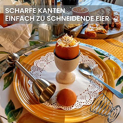 Foto von Bugucat Eierköpfer 3PCS, Eierschneider Eier Cutter aus Hochwertigem Edelstahl,Eieröffne Eier Cutter Zeitsparender Cracker Eierschale Abscheiderentferner Küchewerkzeug für Weiches Harte Gekochtes Eier