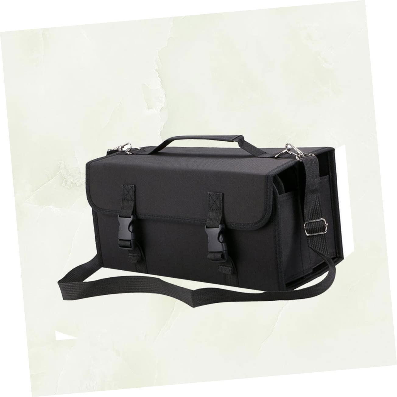 Astuccio Porta-marker a 120 Scomparti con Tracolla Nero | Poliestere, Scomparto con Cerniera, Manicotto Removibile con Anello Elastico