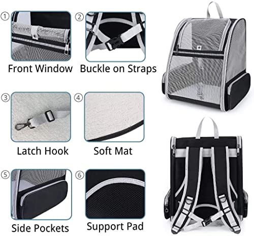 Hunderucksack bis 10kg, Tragbare und Faltbare Katzenrucksack, Atmungsaktive und Leichte Hunderucksack, Haustier Reiserucksack, Geeignet für Katzen und Hunde und Andere Kleine Haustiere