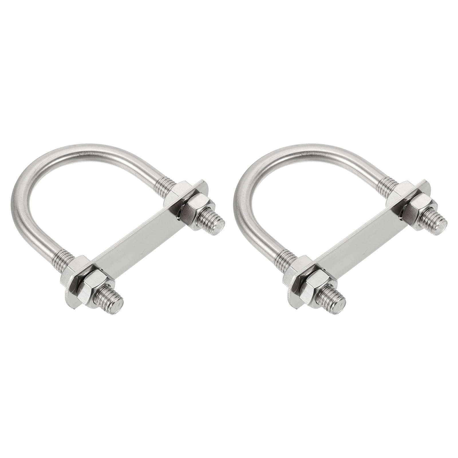 sourcing map M10 U-Bolts, 2 Sets 51mm(2.01") Inner Width 85mm Length 304 Stainless Steel Round Bend U Clamp with Nuts and Plates for Ski Boat, Fishing Boat