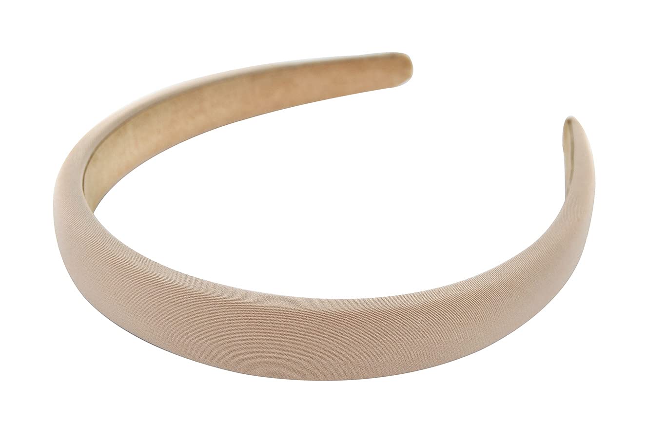 axy Headband with Fabric Padded Candy Colours - Beautiful Women's Headband Hair Accessories Headband HRK7 (Beige) - Image 2