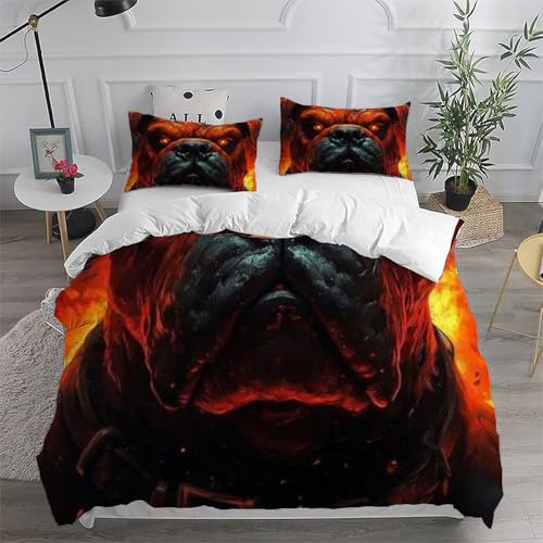 Parure de lit Chien de feu housse de couette King en microfibre douce