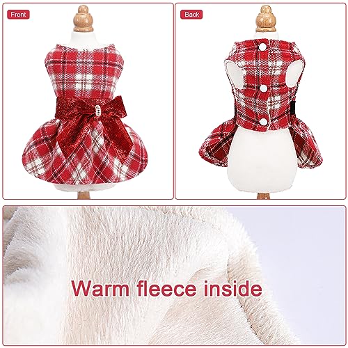 Image of Dog Sweaters Dog Clothes for Small Dogs Boy Girl Fall Puppy Dress Warm Fleece Chihuahua Yorkie Teacup Doggie Sweaters Dresses Doggy Sweater for Small Dogs Girl Cat Outfit (Red, Small)