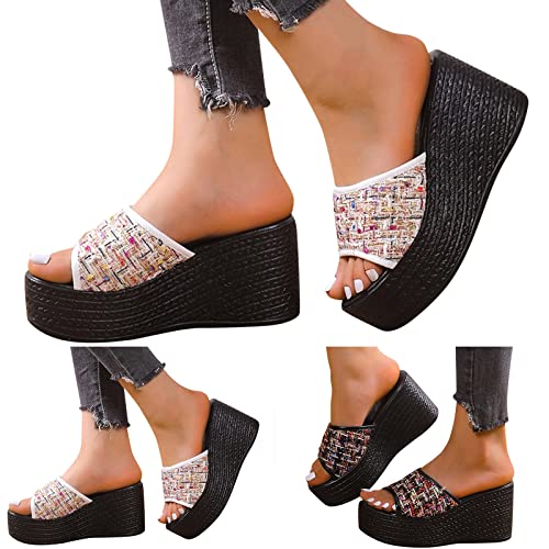 Slide compensées femme été pantoufles à plateforme et mules plates