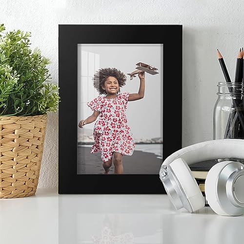 Image of 6X4 inch black Picture Frame Made of Syenthetic Wood High Definition plexi Glass for Table Top Display and Wall Mounting Photo Frame-code-Black09