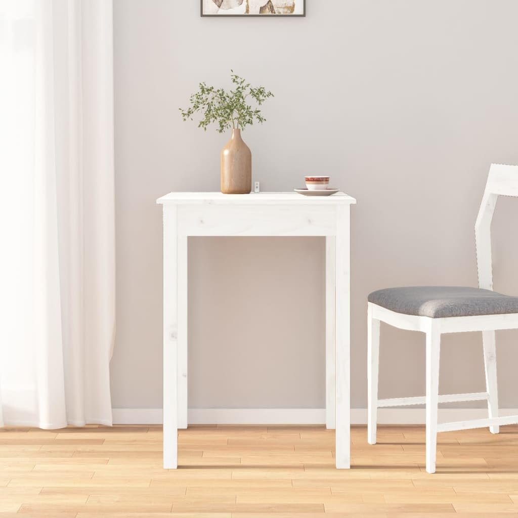 Mesa de Comedor Madera Maciza de Pino Blanca 55x55x75 cm Blanco,814255