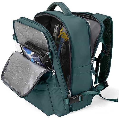 WONHOX Mochila de viagem grande aprovada para laptop e negócios para mulheres e homens, A74-azul pavão, XX-Large, Moderno
