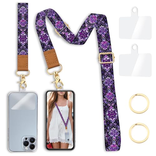 Image of Yonlevres Phone Lanyard Crossbody Strap Wrist Neck Adjustable Women Boho | Cell Phone Lanyard for Travel Cruise Daily, Hands-free, Fit Keys ID Badge, for Full-coverage Phone Case, Accessories, Gifts