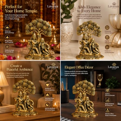 Image of Lavanaya Silver Presents - Gold Plated Radha Krishna God Idol Statue | Showpiece with Premium Gift Box - Perfect for Marriage Anniversary, Wedding, Housewarming, and Birthday Gifting