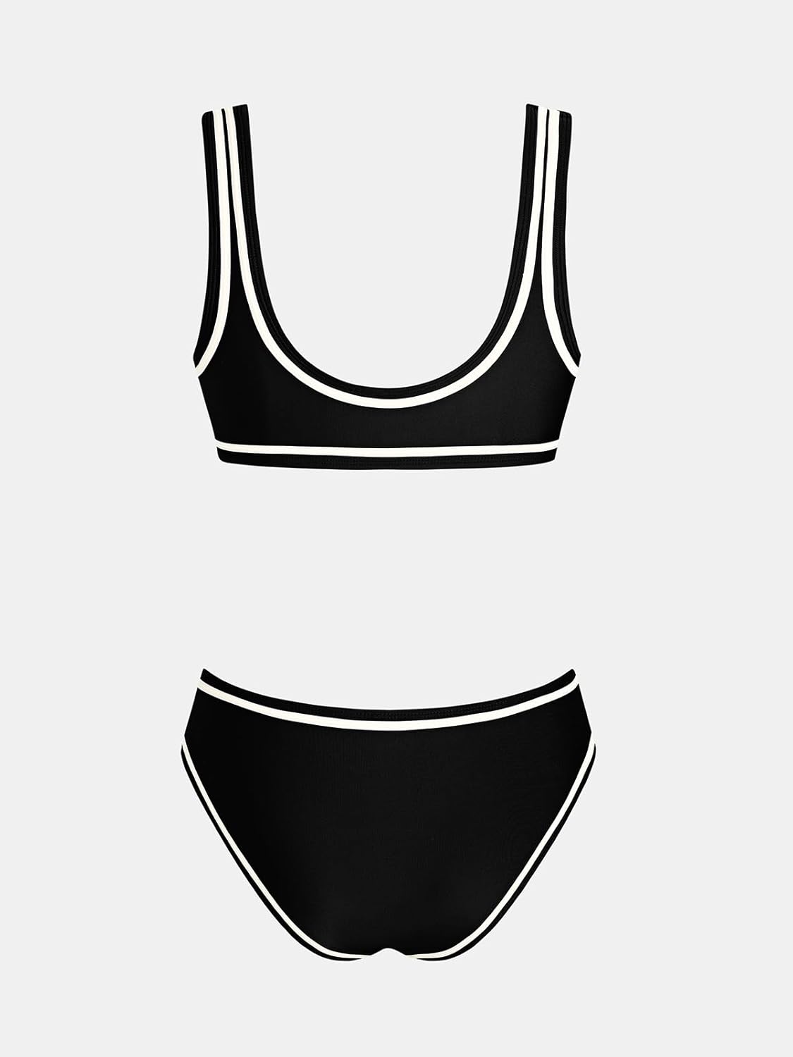 CUPSHE Women's Two Piece Bikini Sets Scoop Neck Bathing Suits Color Block Button Wide Straps Mide Rise Swimwear - Image 6