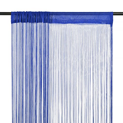 vidaXL Cortina de Flecos para Puerta 2 Piezas 100x250 cm Tela Azul Estor Hilos