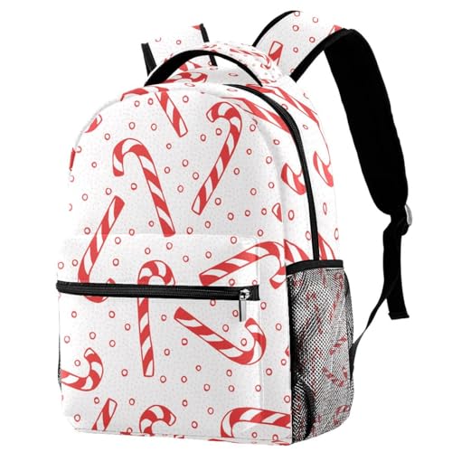 Sac à dos d'école motif sucre d'orge rouge et multicolore 29.4x20x40cm pour adolescents