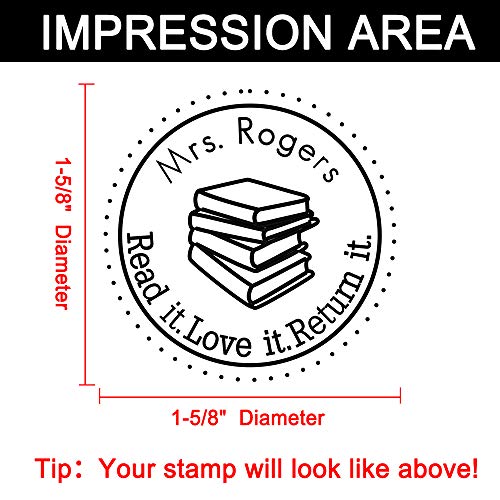 Custom Rubber Stamps Self Inking Stamps Personalized-Teacher Library Book Stamps 1-5/8"Diameter #TOP2