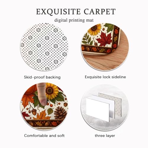 Alfombra de calabazas otoñal rectangular de esponja suave para sala de estar 8