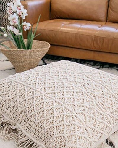 American Knit New Bohemian 1 Set of 2 Pcs Decor Boho Decor Home Macrame Cushion Cover & Pillow Cover 24" x 24"