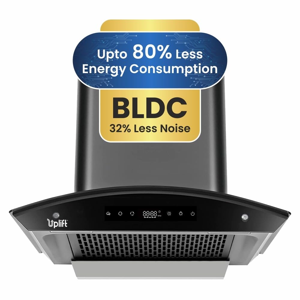 Uplift 60 cm BLDC 1350 m3/hr Filterless Autoclean Silent Kitchen Chimney (Paradise 60, BLDC Motor, Wall Mount, Curved Glass, Motion Sensor + Touch Control, Black, Made in India) (B0D9KDY8D1) Amazon Price History, Amazon Price Tracker