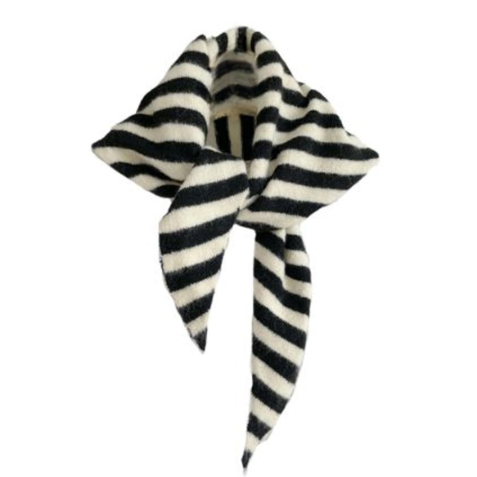 ThiCc Stripe Knitted Triangle Scarf for Women - Y2k Aesthetic Headscarf Shawl Cozy Neck Warmer Versatile Head Wrap Cottagecore Streetwear Stylish Fall Winter Accessories (Black)