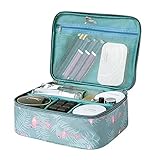 Travel Makeup Bag Waterproof Cosmetic Organizer Multifunctional Case with Compartments Toiletry Bag for Women (Flamingo)