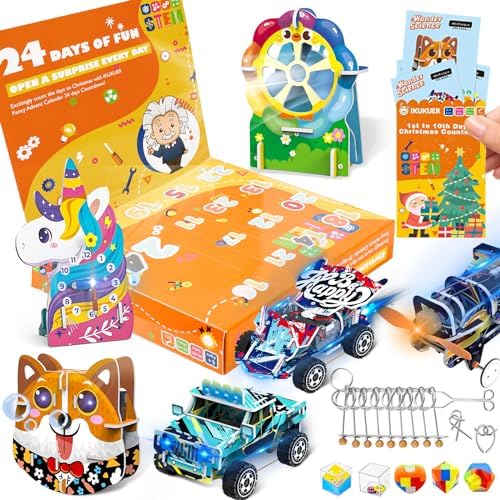 STEM Advent Calendar 2023 Kids Boys Age 6-8,24 Days Christmas Countdown Calendar STEM Toys Gifts for Boys Girls Teens,3D Puzzle Toys Advent Calendar,Educational Science Kit Building Toys for Kids 8-12