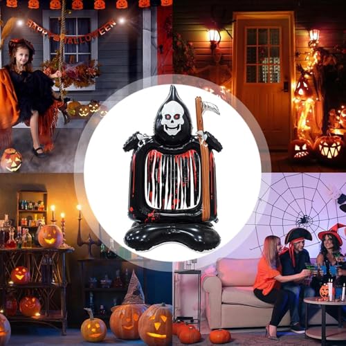 Image of Rozi Decoration Pumpkin Self Standing Foil Balloons for Happy Halloween Set of 1 Pcs | Horror Theme Birthday Decoration Pumpkin Balloon for Halloween Decoration | Scary Theme Decoration (RIP Ghost)
