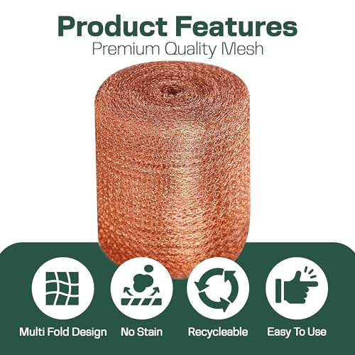 3 gen raytrends copper mesh rodent control kit 5 inch x 35ft rustproof copper wool blend ideal for sealing water gaps gardening - diy hole filler with scissors gloves amp packing tool