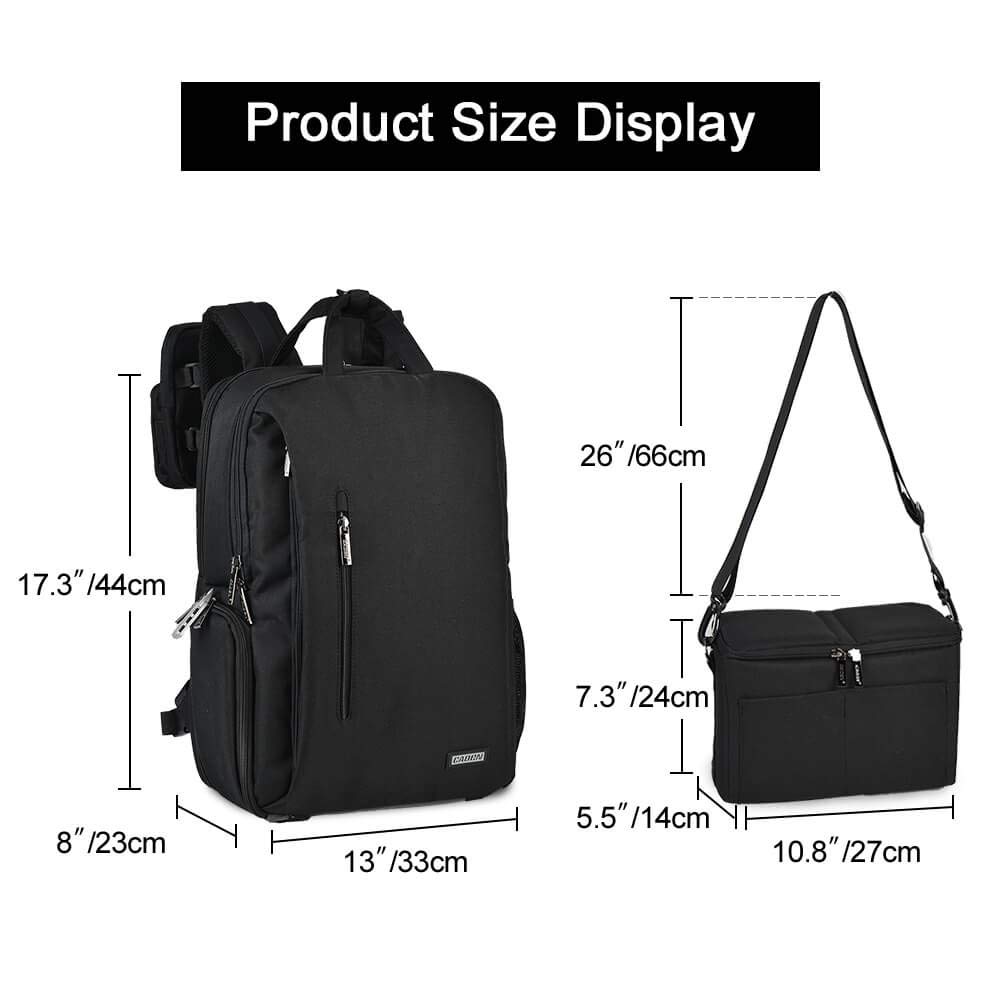 CADeN Camera Bag Laptop Backpack for Women and Men Waterproof Theft Proof Photography & Casual Travel Bag for DSLR Canon Nikon Sony Drone, Black