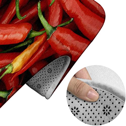 Badteppich-Set, 3-teilig, Chili-Pfeffer, waschbare Badteppiche, rutschfest, mit Rückenpolster, Konturteppich und Toilettendeckelbezug – Bild 5