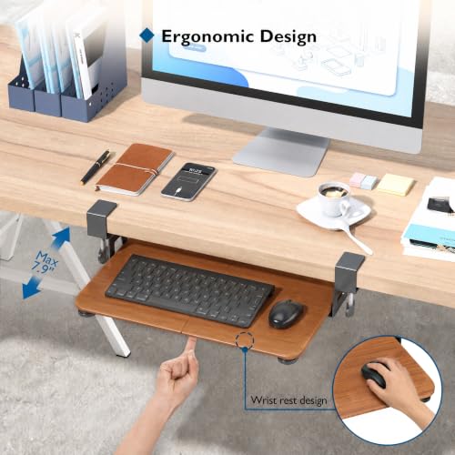 Image of BONTEC Under Desk Keyboard Tray, Pull-Out Keyboard & Mouse Platform