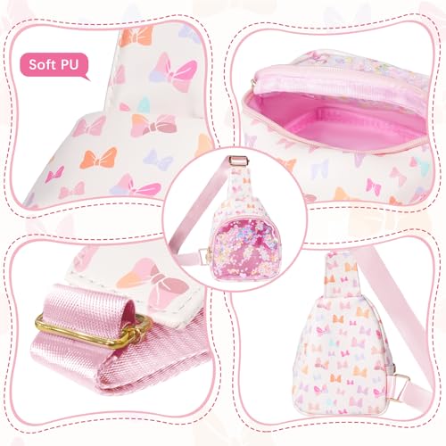 Image of COSHAYSOO Little Girl Bow Purse Cute Sling Crossbody Bag for Toddler Preschool Kids Girls 2 3 4 5 6 Year Old Birthday Graduation Gifts Fashion Summer Beach Vacation Essentials Pink Accessories | Bow Print