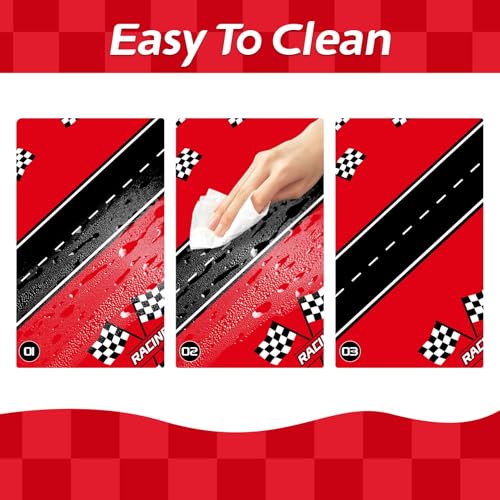 Childom 3Pcs Racing Car Plastic Tablecloth, Race Birthday Party Decorations, 54'' x 108'' Checkered Table Cloth Decor, Favors Rectangular Tablecloth for Boys Baby Shower Home