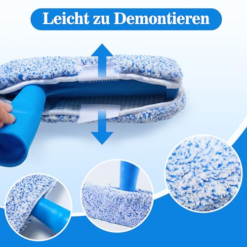 vonsera Fensterreiniger Set 30 cm Fensterwischer und Fensterabzieher 2 in 1 Set, Mikrofaser Fenster Abzieher Wischer, Fensterabzieher Profi für Bad, Dusche, Glas, Spiegel, Auto
