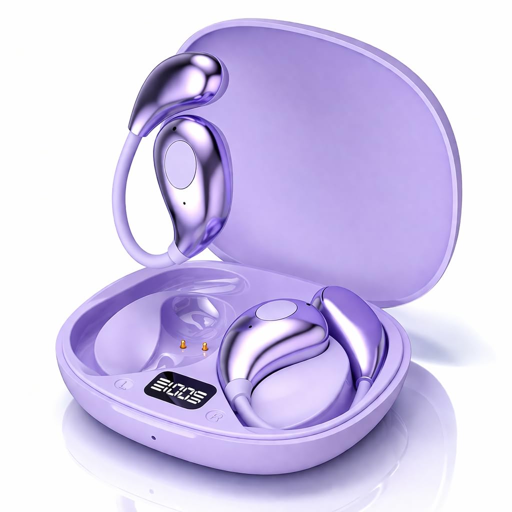 OWS R300 TWS Earbuds, Gaming Earbuds with Open Wearable Stereo, 50 Hours Playtime, Bluetooth 5.4 + ENC Clarity, 13mm HD BASS Drivers, IPX6 Sweat-Proof,Built-in Mic (Purple)-image-32