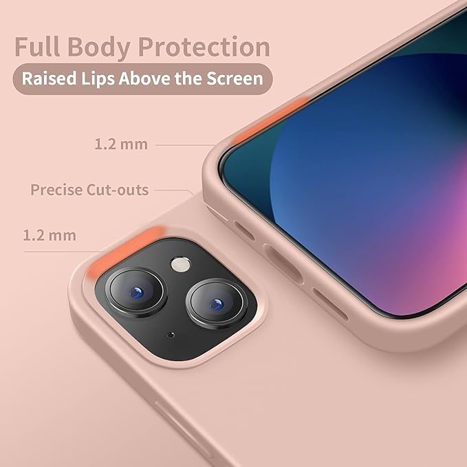 Image of Compatible with iPhone 15 Silicone Case, Slim Shockproof Protective Cover, Drop Protection and Camera Protection, MagSafe Compatible, Soft Microfiber Lining Inside (Pink)
