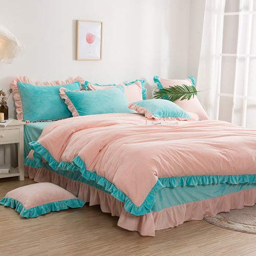 RONGXIE 4Pcs Korean Edition Princess style bedding sets queen king size duvet cover set set pillowcase bedclothes