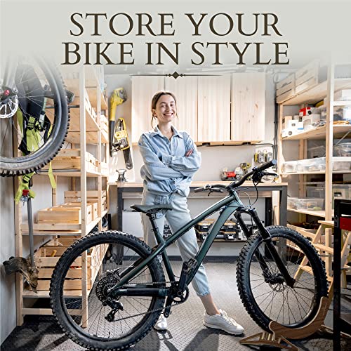 Warner's Wheels Walnut Indoor Bike Stand, Adjustable Wooden Bike Stand Floor - Single Bike Stand For Stylish Indoor Bike Storage In Garage, Apartment, House Or Shop - No Tools Required #TOP3
