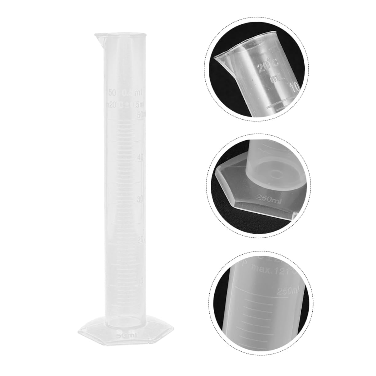 KICHOUSE 1pc Measuring Cup Laboratory Measuring Cylinder 50 Graduated Cylinder Chemistry Cylinder Scientific Cylinder Test Tube Laboratory Cylinder Measuring Cylinder with Scale Plastic